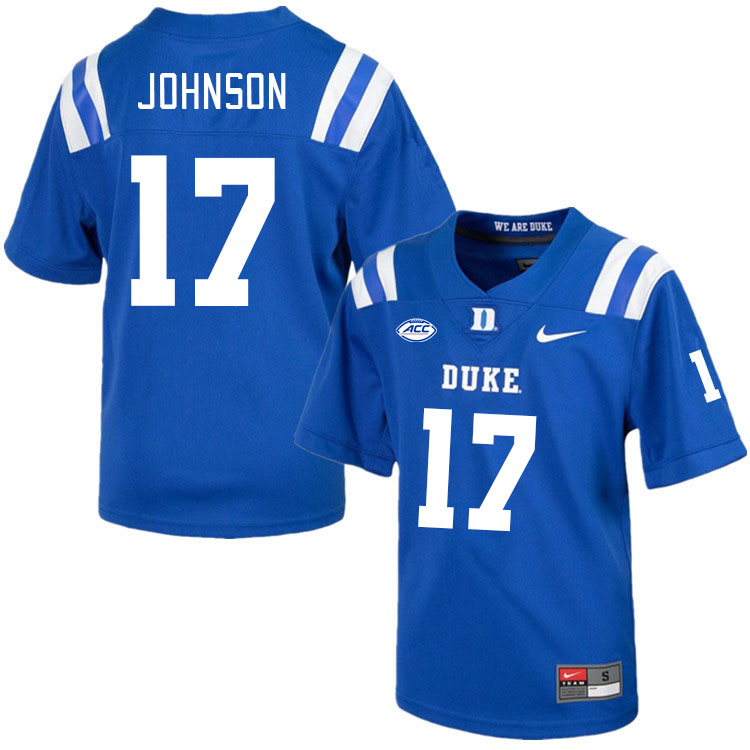 Men #17 Kendall Johnson Duke Blue Devils College Football Jerseys Stitched Sale-Royal - Click Image to Close